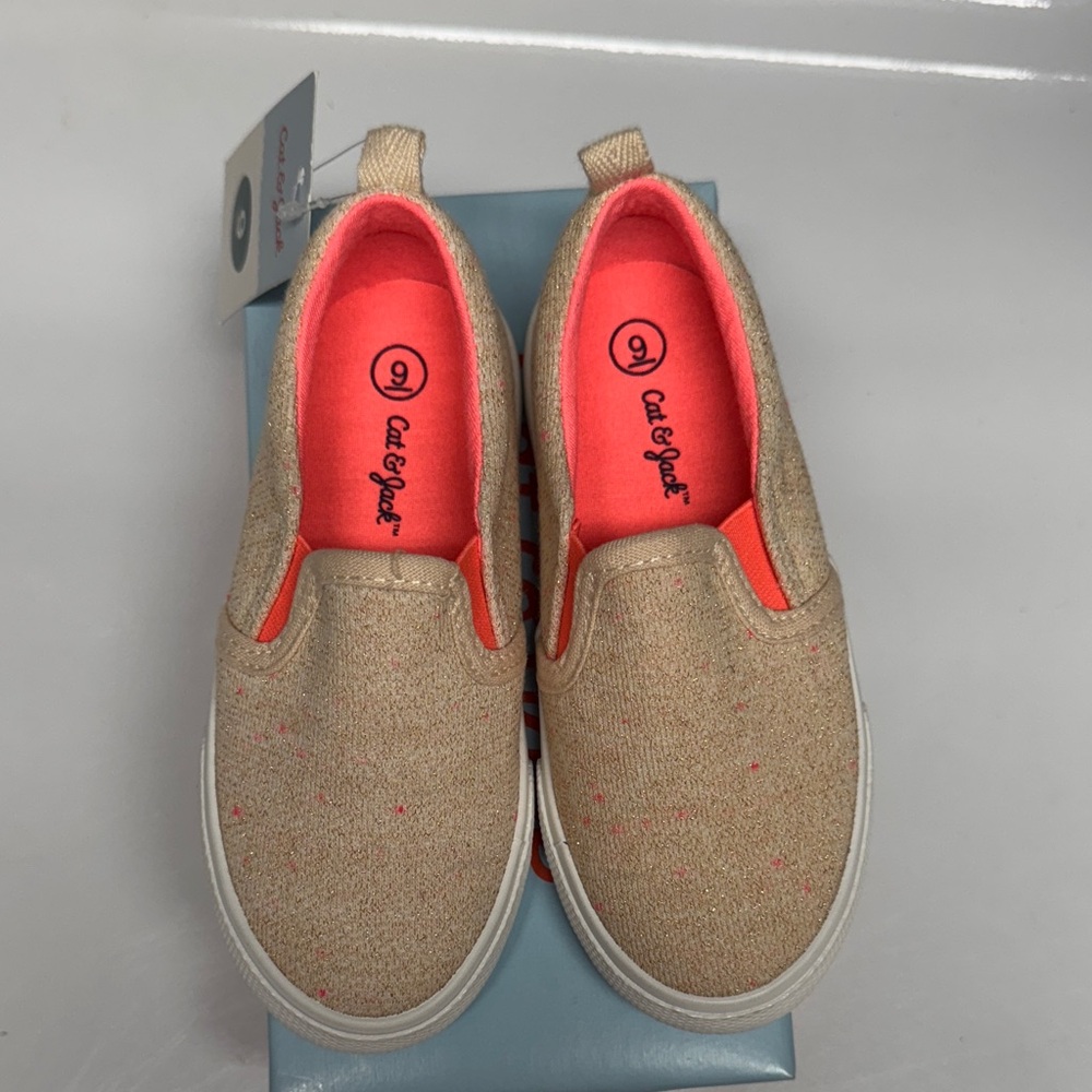 Cat & Jack Kids Slip-On Sneakers - Tan and Pink